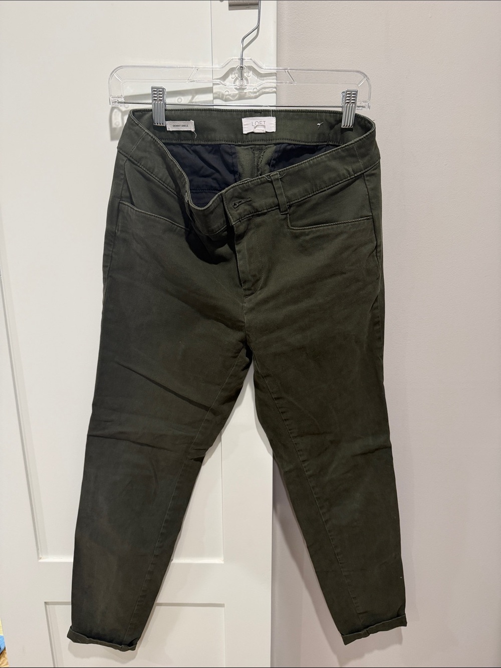 Women’s Olive Green Slim Chino Pants